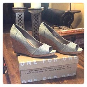 Toms Drizzle Grey Wedges